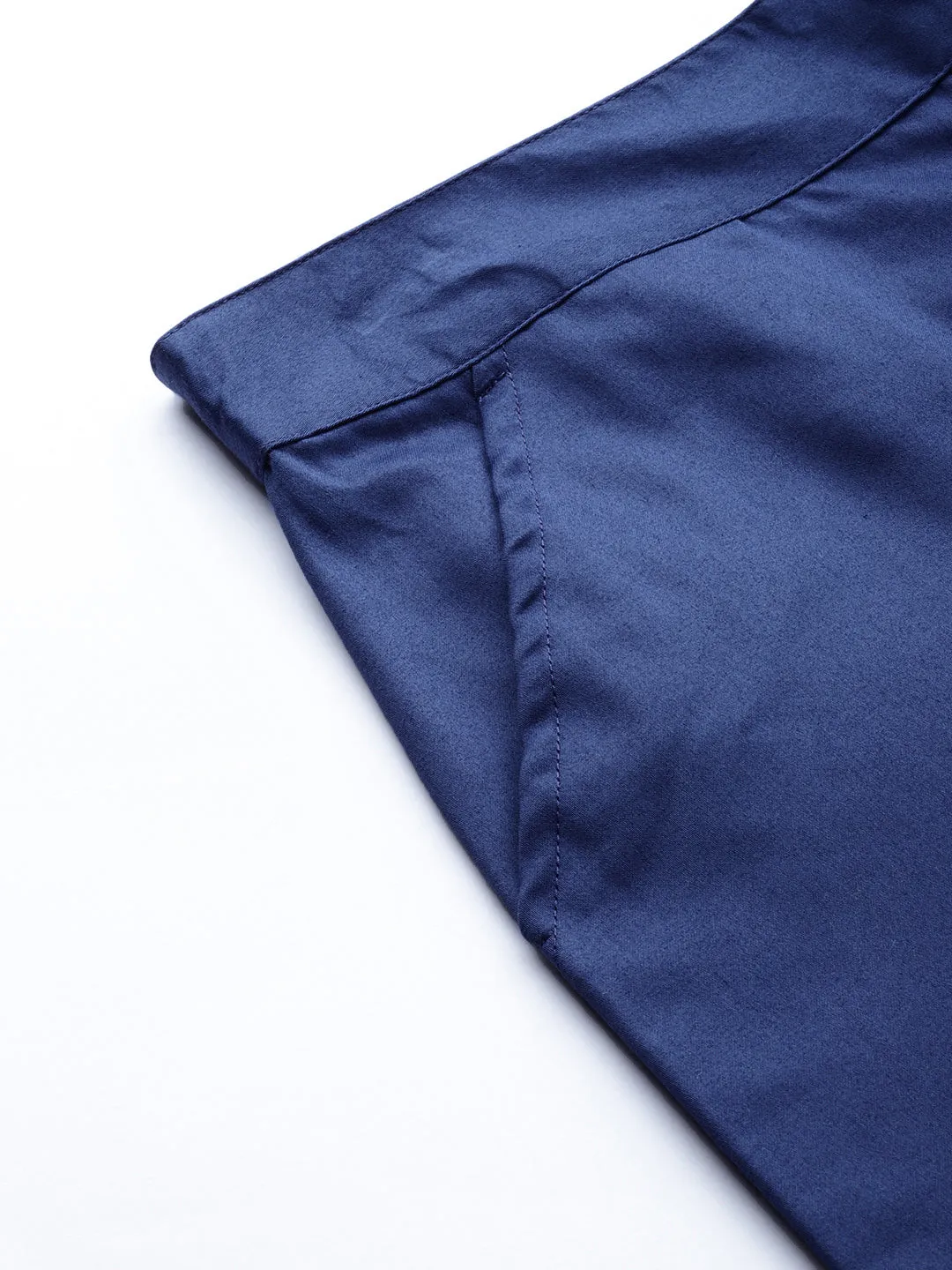 Persian Blue Solid Cotton Lycra Pants