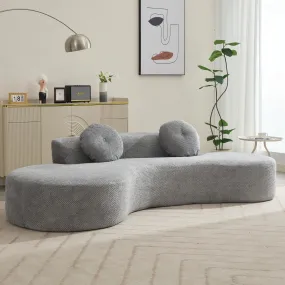 "105.5'' Curved Sofa, Cloud Couch Sofa with 2 Pillows, No Assembly Required, Ideal for Living Room or Bedroom"