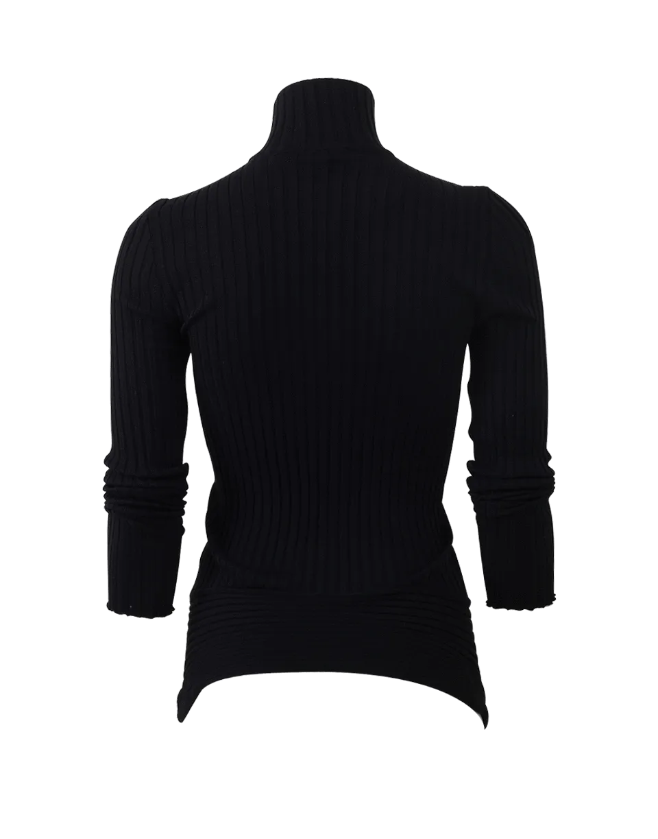 Reversible Drape Side Ribbed Turtleneck