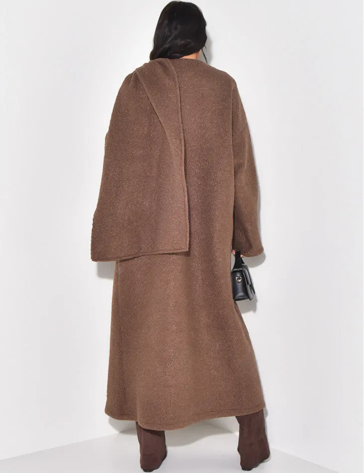 Ria Scarf Coat - Choco