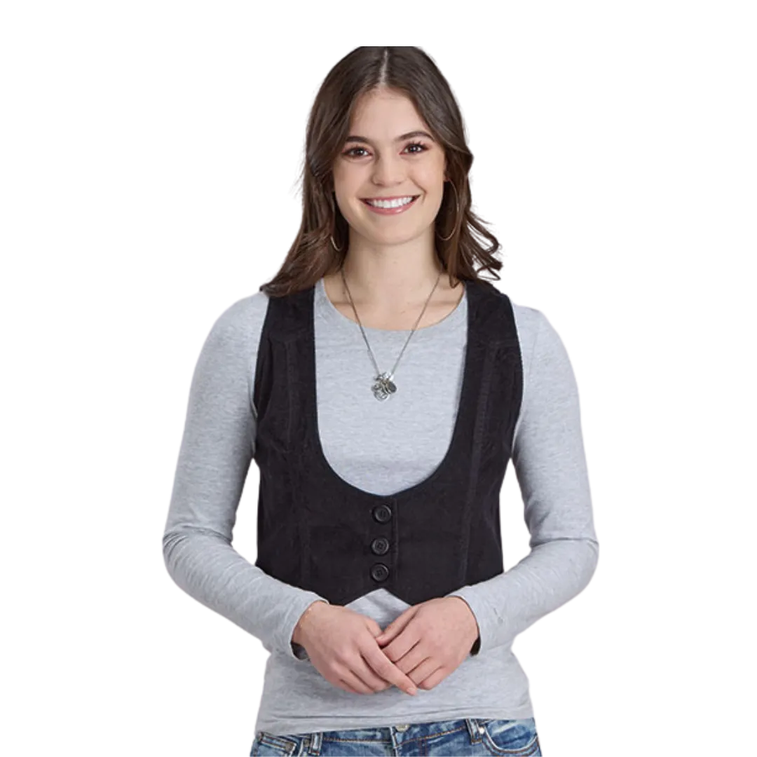 Roper Women's Cotton Corduroy Black Vest