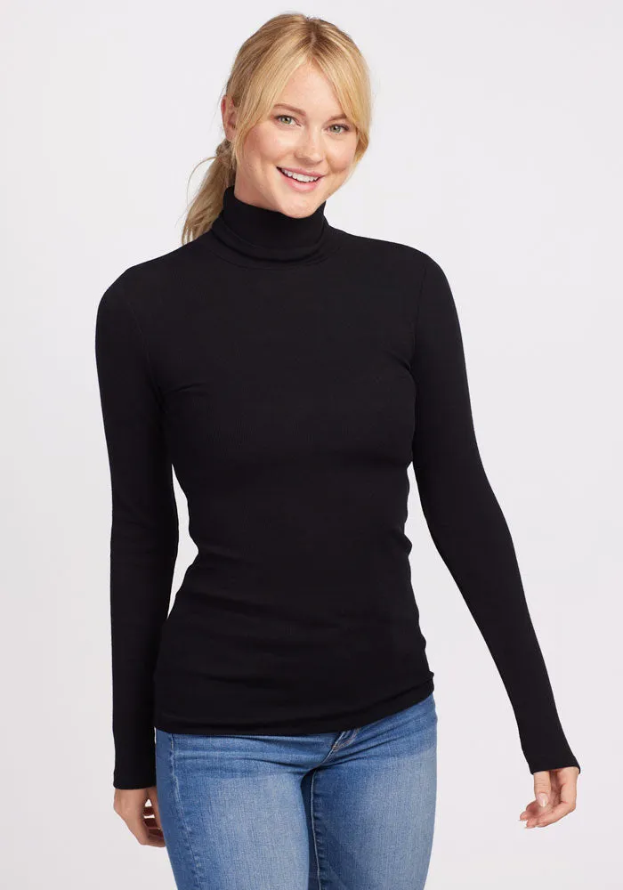 Sage Ribbed Turtleneck - Black