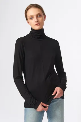 Seamed Fitted Turtleneck - Black