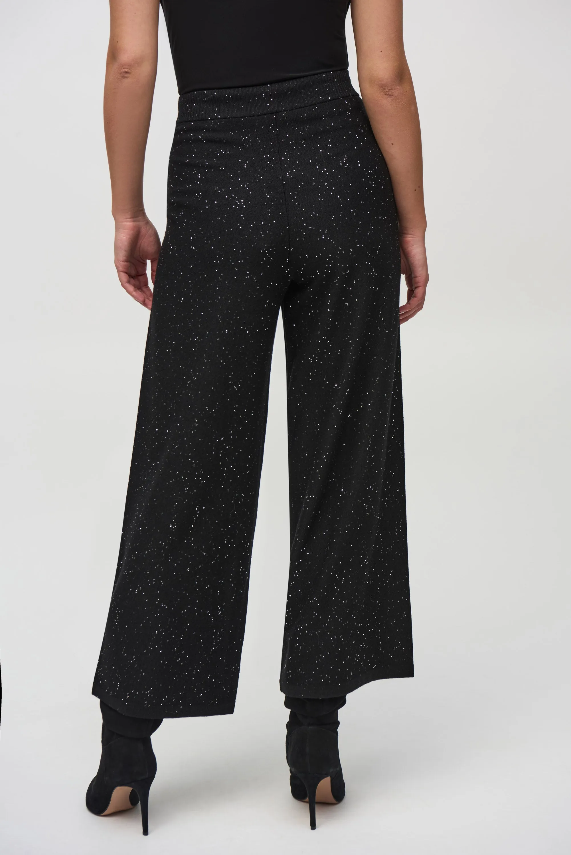 Sequined Sweater Knit Culotte Pants