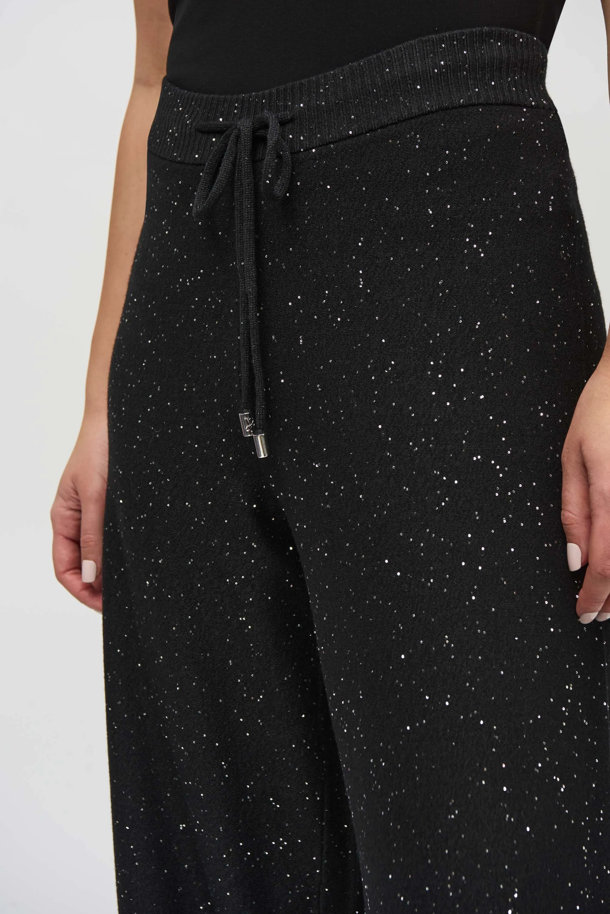 Sequined Sweater Knit Culotte Pants