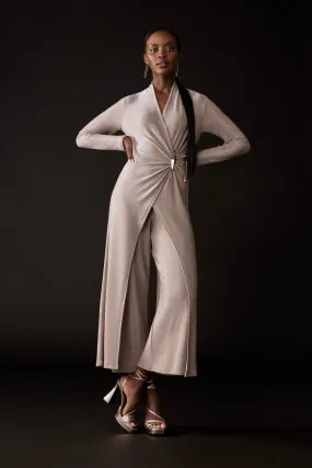 Shiny Knit Wide Leg Jumpsuit