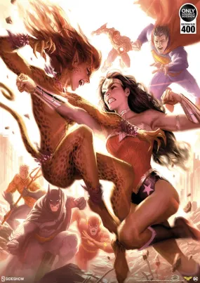 SIDESHOW WONDER WOMAN VS CHEETAH ART PRINT 500961U