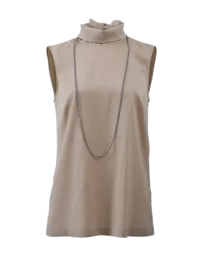 Silk Turtleneck With Monili Lariat