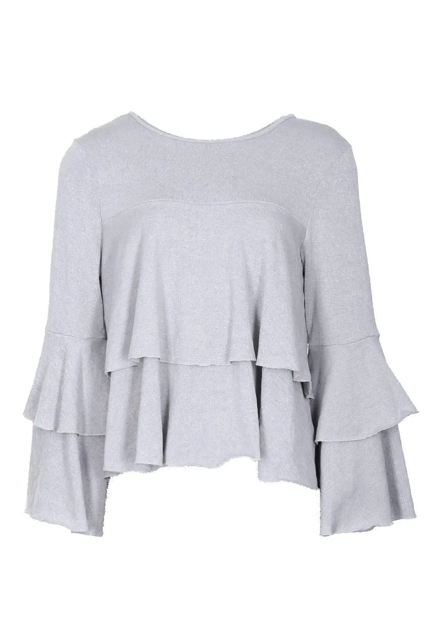 Silver Long Sleeve Frill Jumper