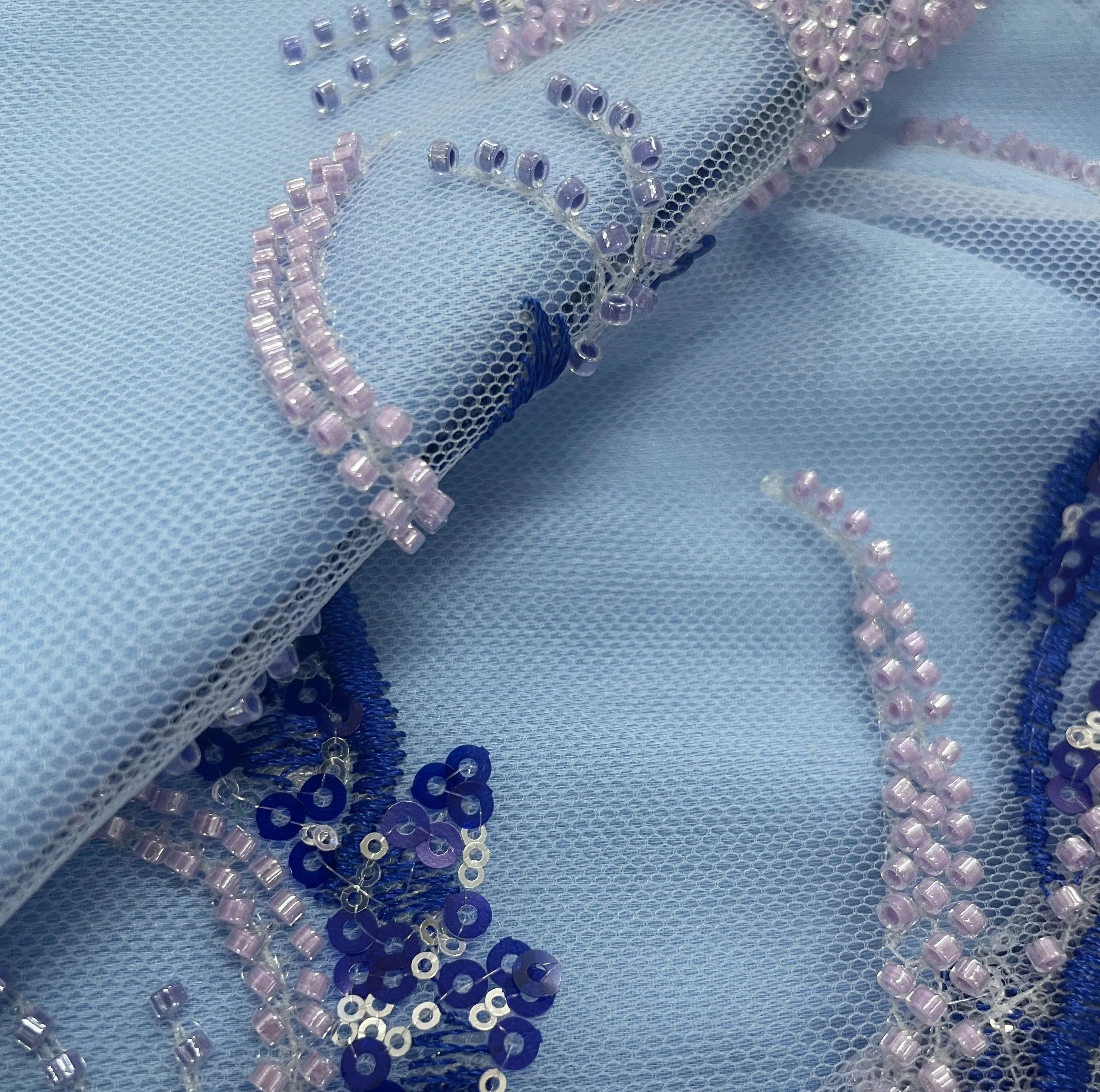 Sky Blue Cut Dana Thread Embroidery Net 15068