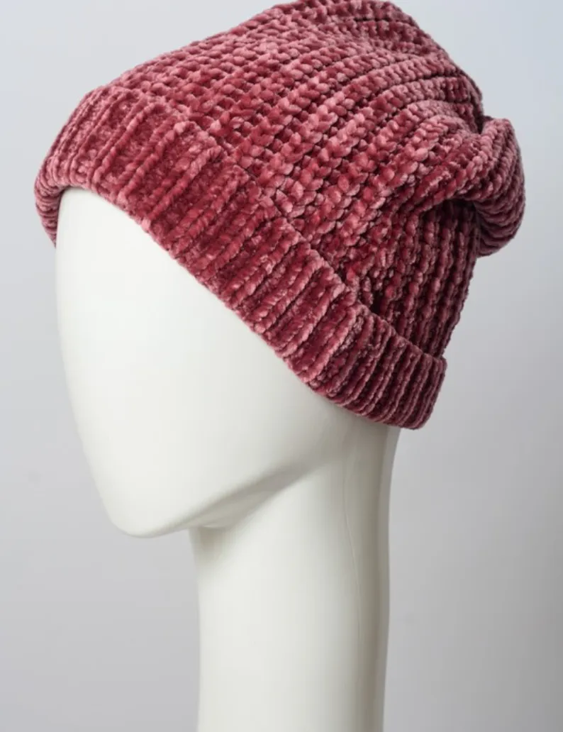 Soft Berry Chenille Beanie