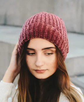 Soft Berry Chenille Beanie