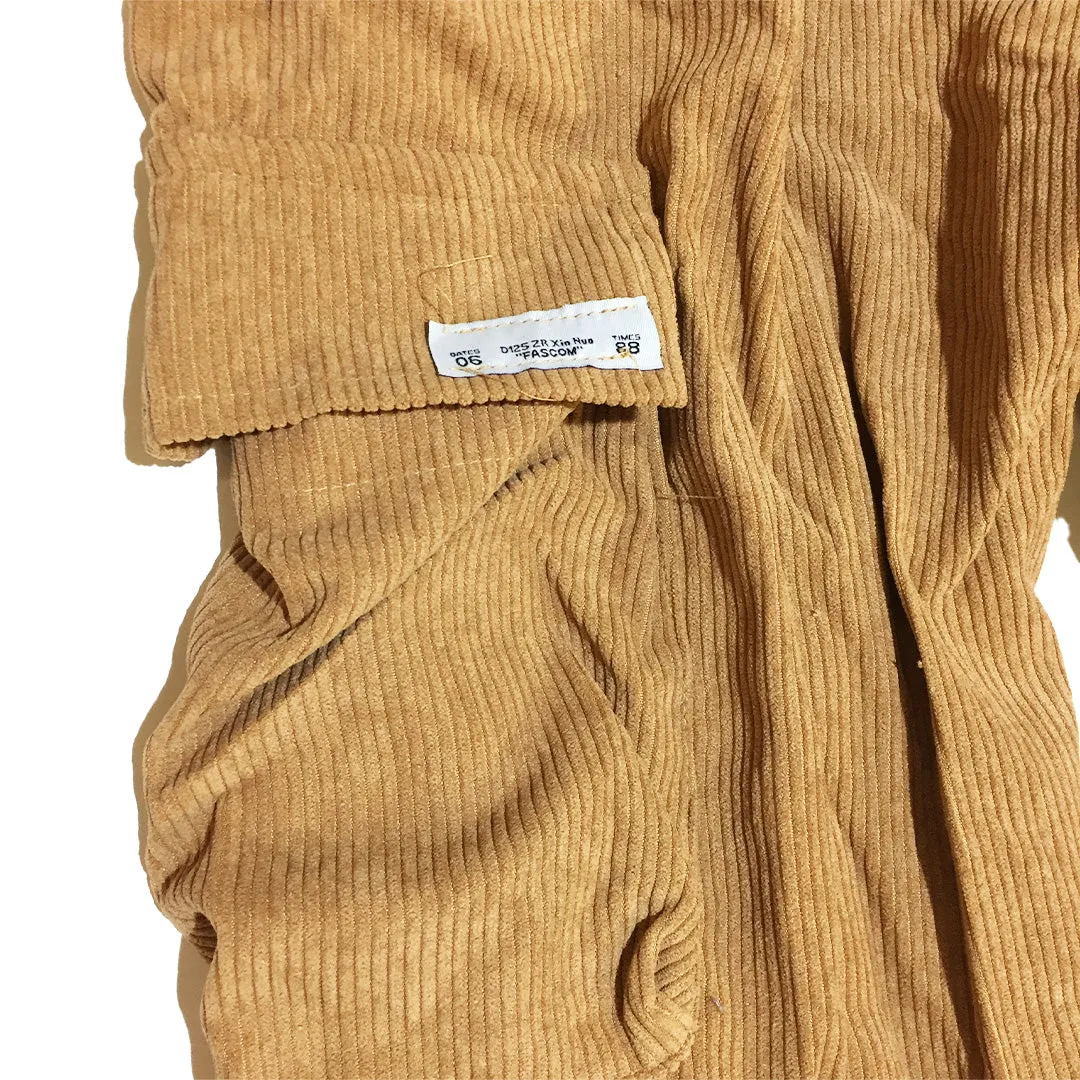 Soft Corduroy Cargo Pants With Bear