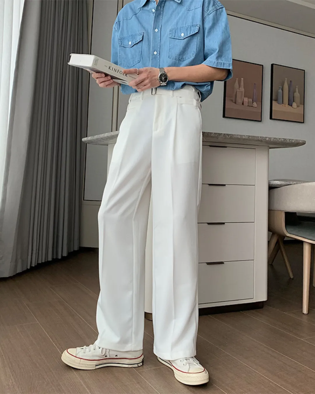 Straight Wide Flare Slacks HUD0061