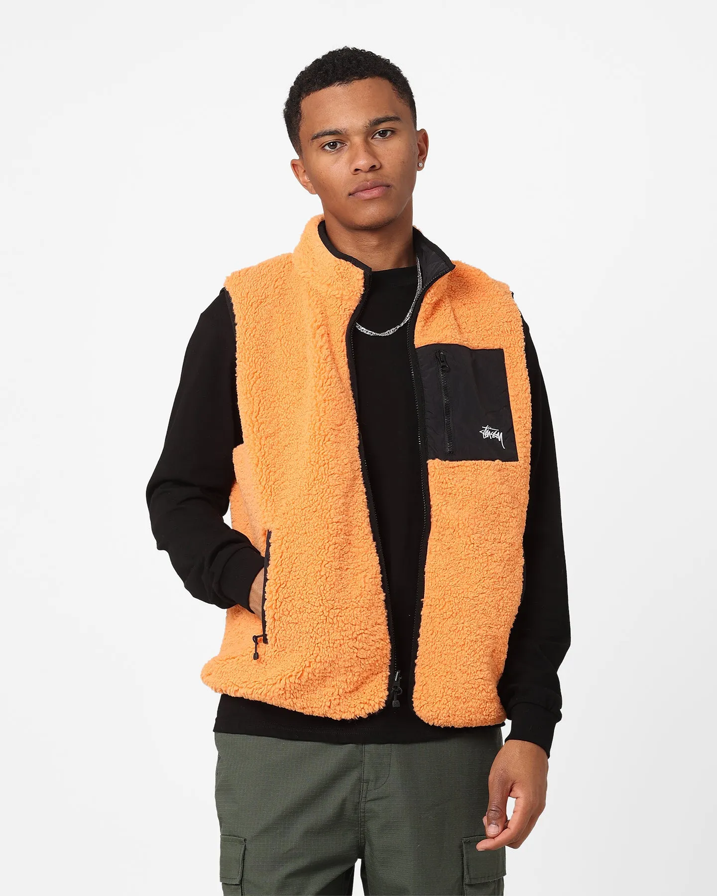 Stussy Reversible Stock Sherpa Jacket Orange