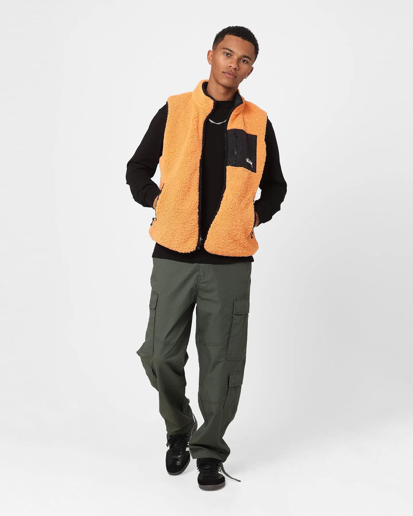 Stussy Reversible Stock Sherpa Jacket Orange