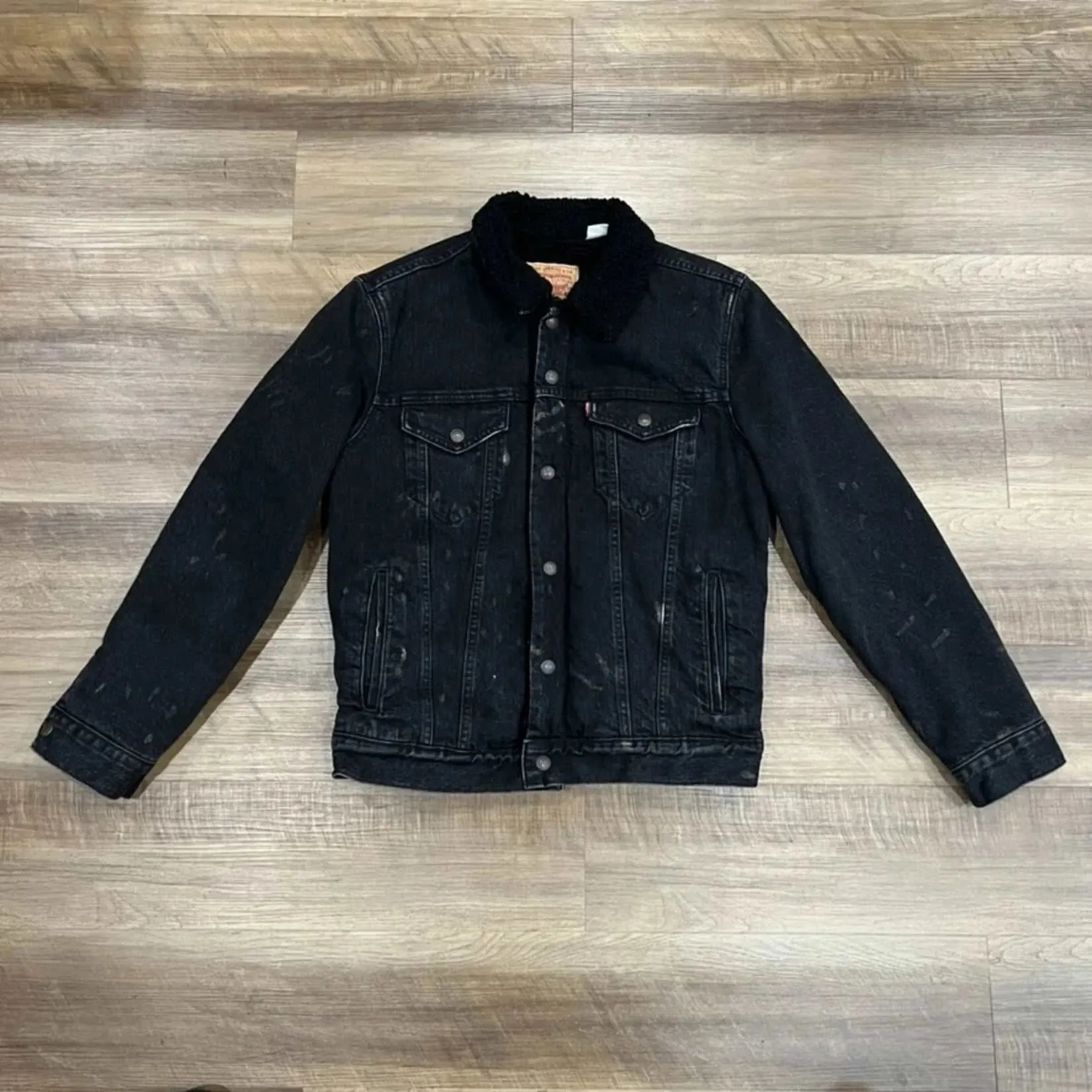 Supreme Levi's Bleached Sherpa Trucker Jacket Black