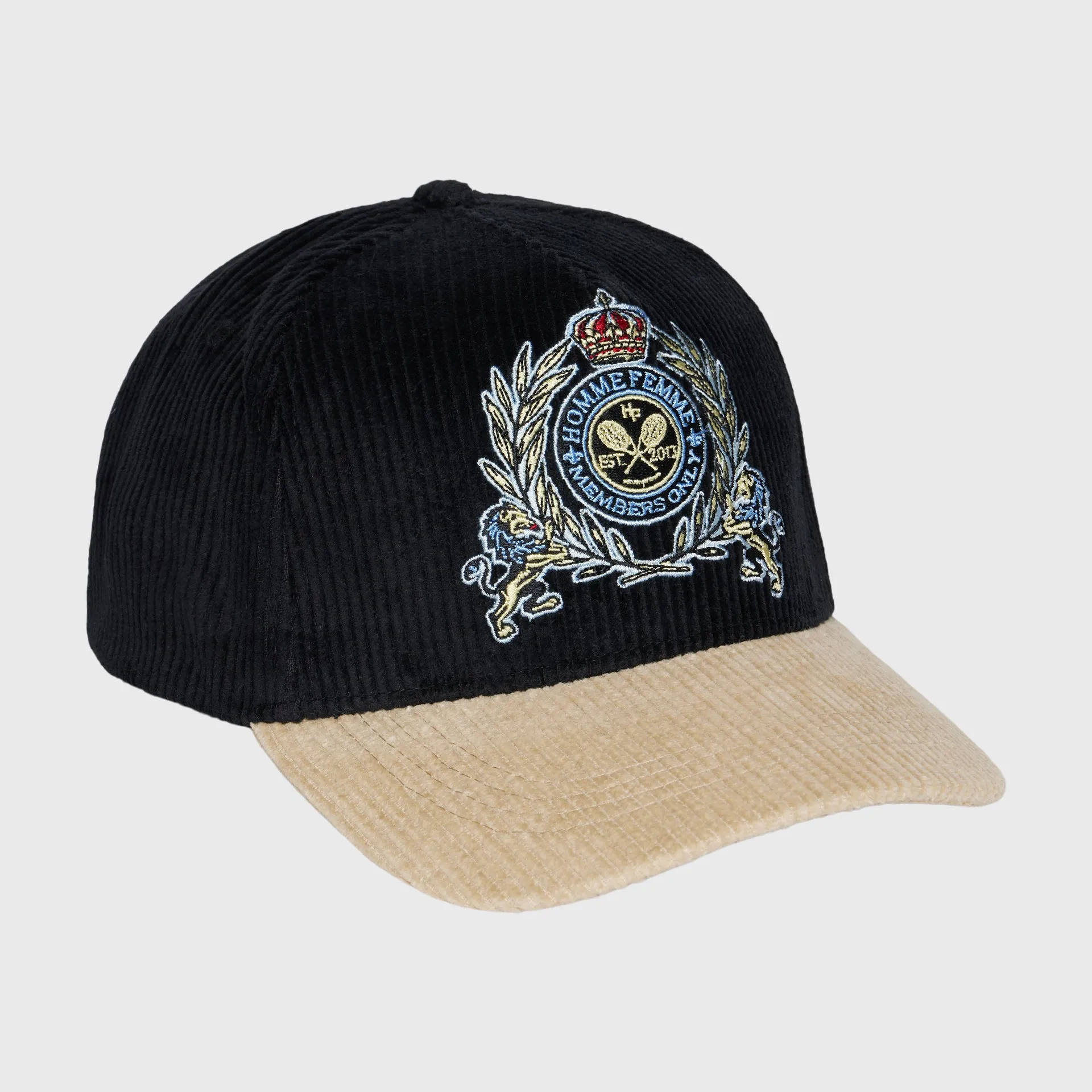 Tennis Crest Corduroy Hat Black