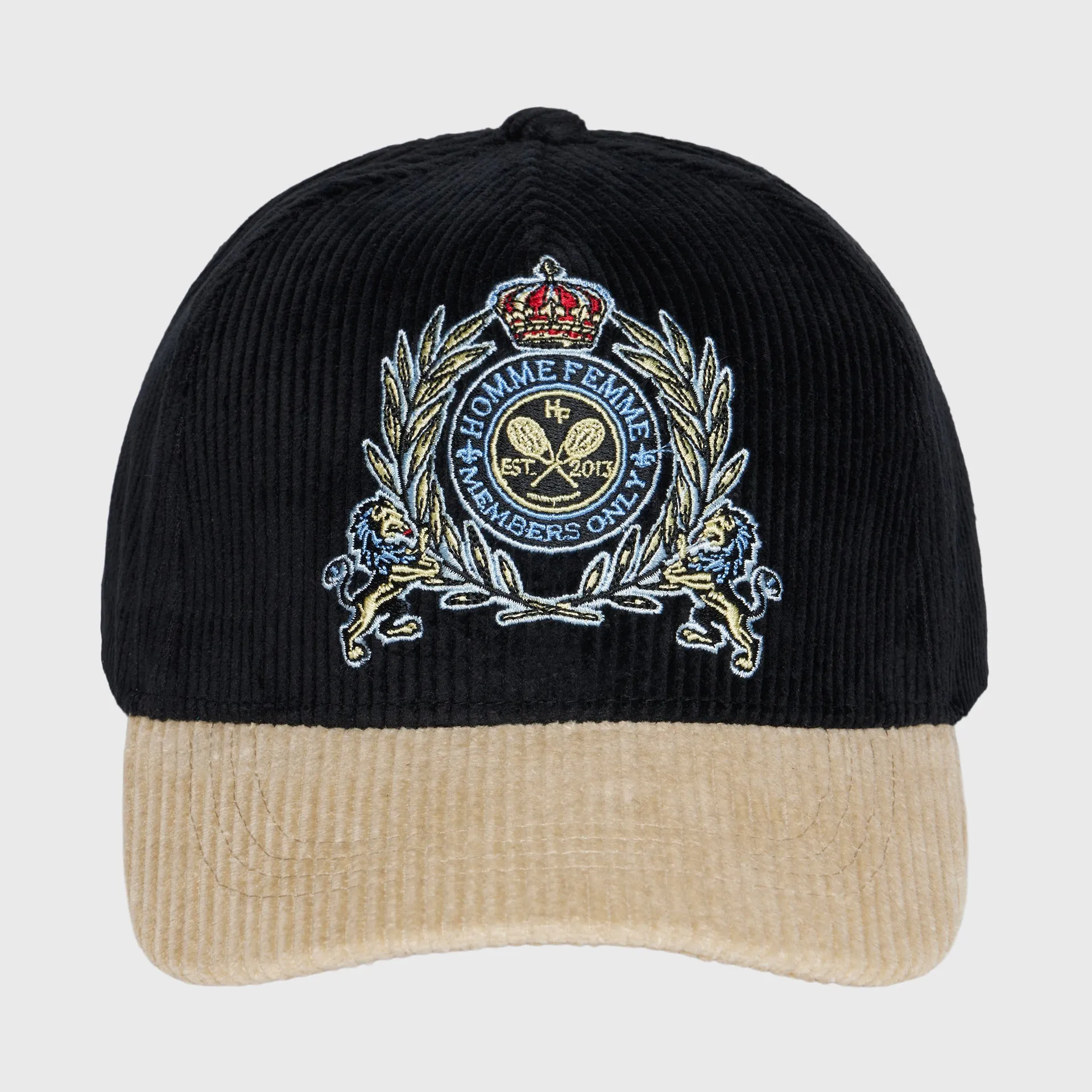 Tennis Crest Corduroy Hat Black