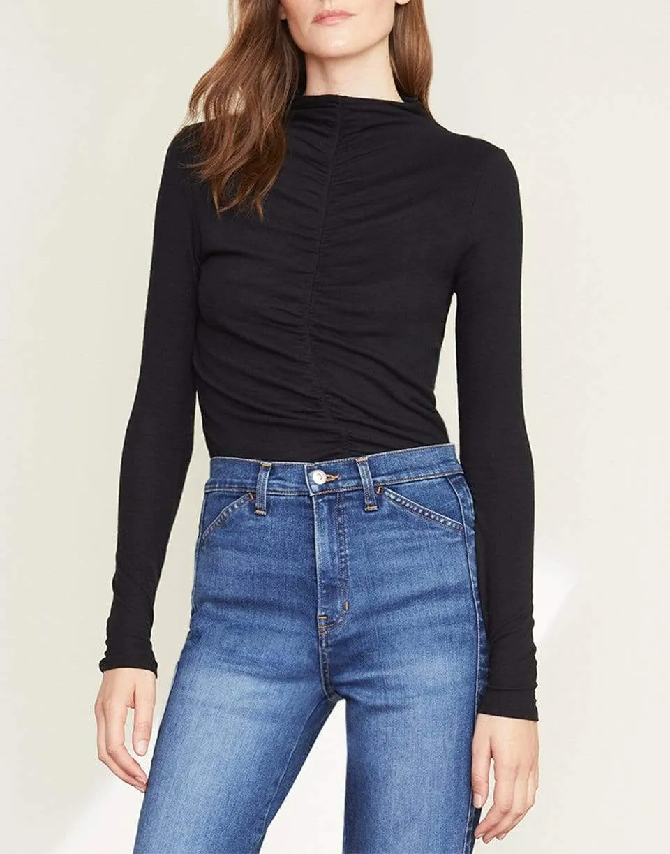 Theresa Ruched Turtleneck - Black