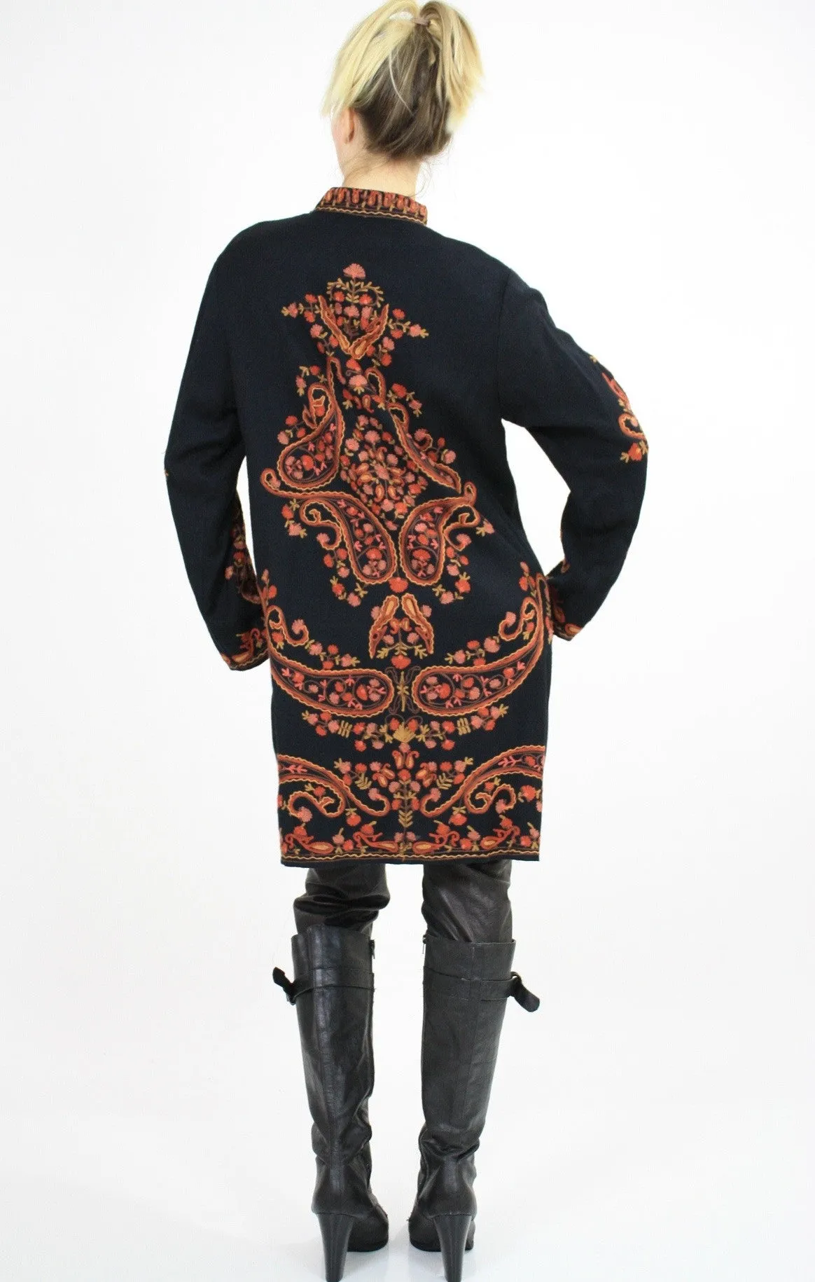 Vintage Gypsy Boho Festival paisley wool tunic coat