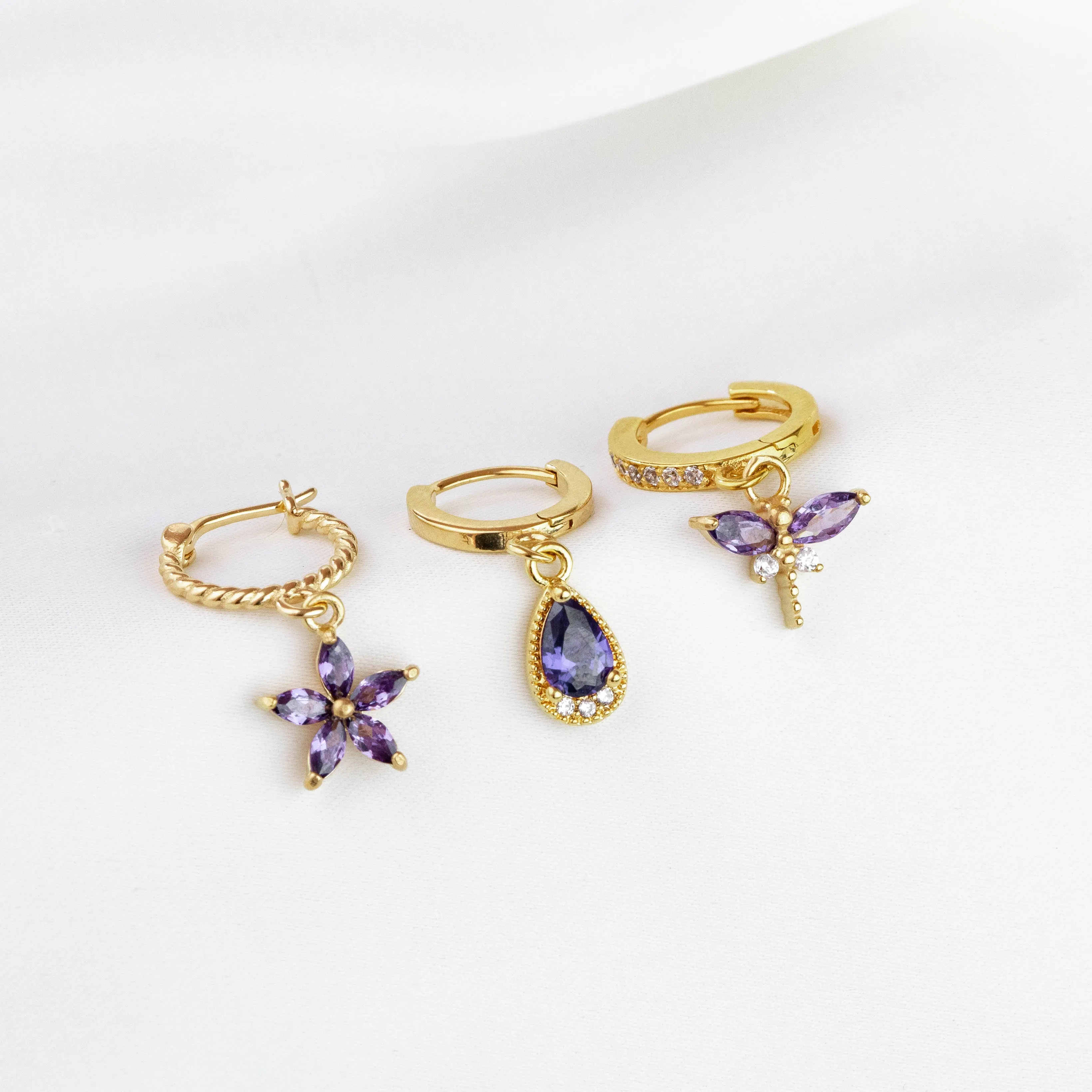 Violet Sparkling Drop Earring