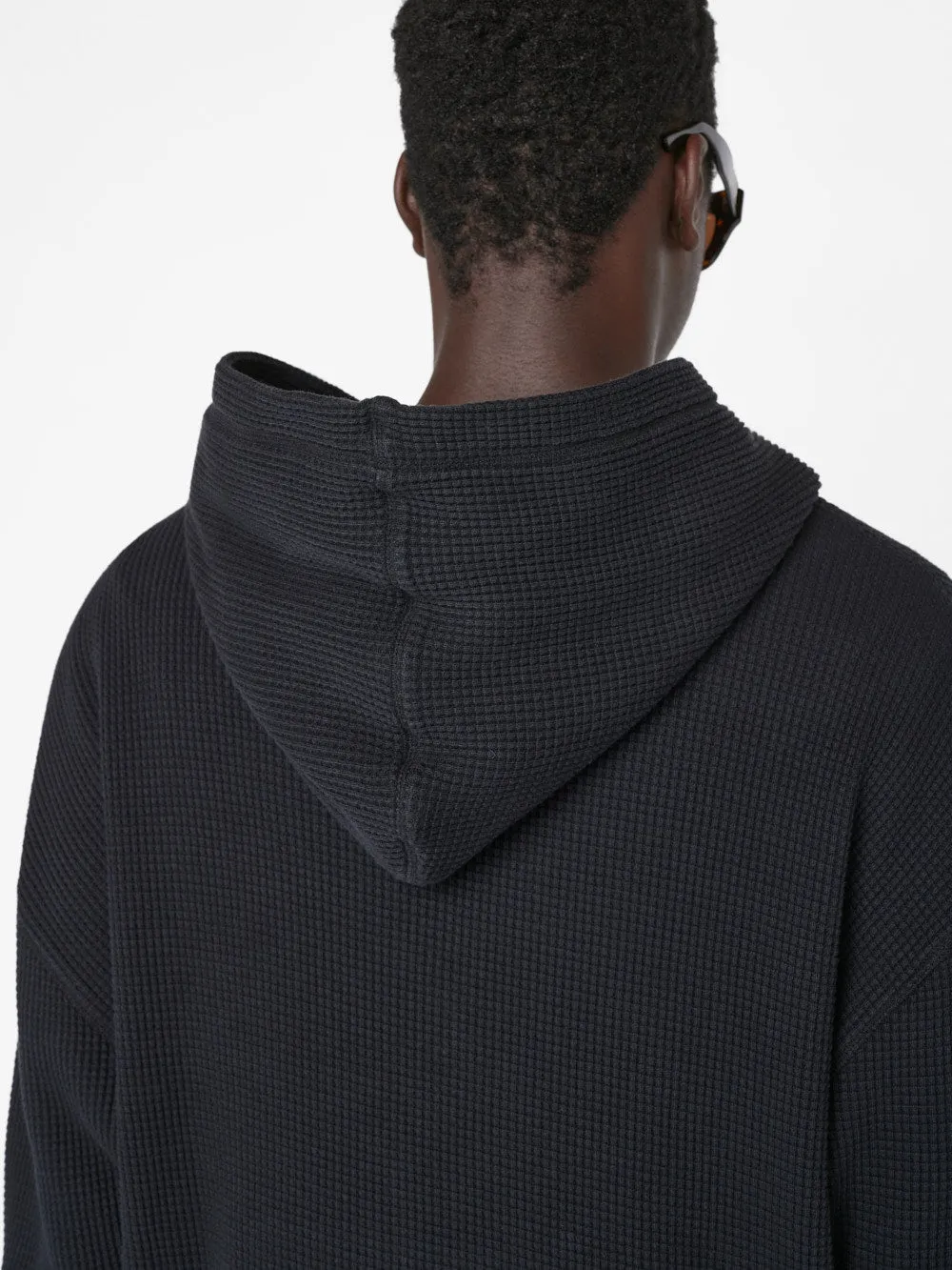 Waffle Textured  Hoodie -- Noir