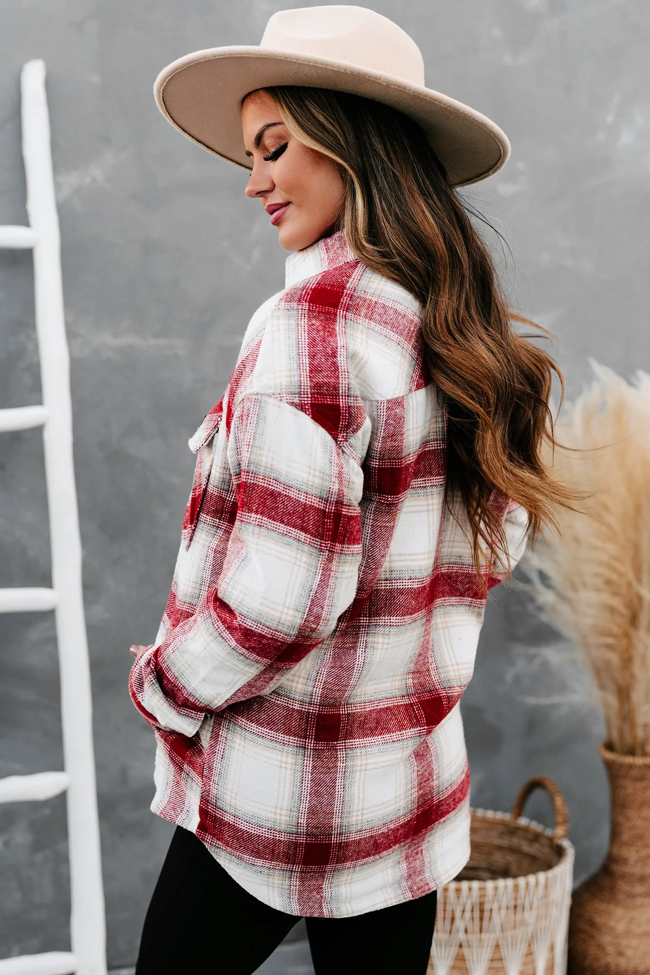 Warm Me Up Sherpa Lined Plaid Shacket (Rust)