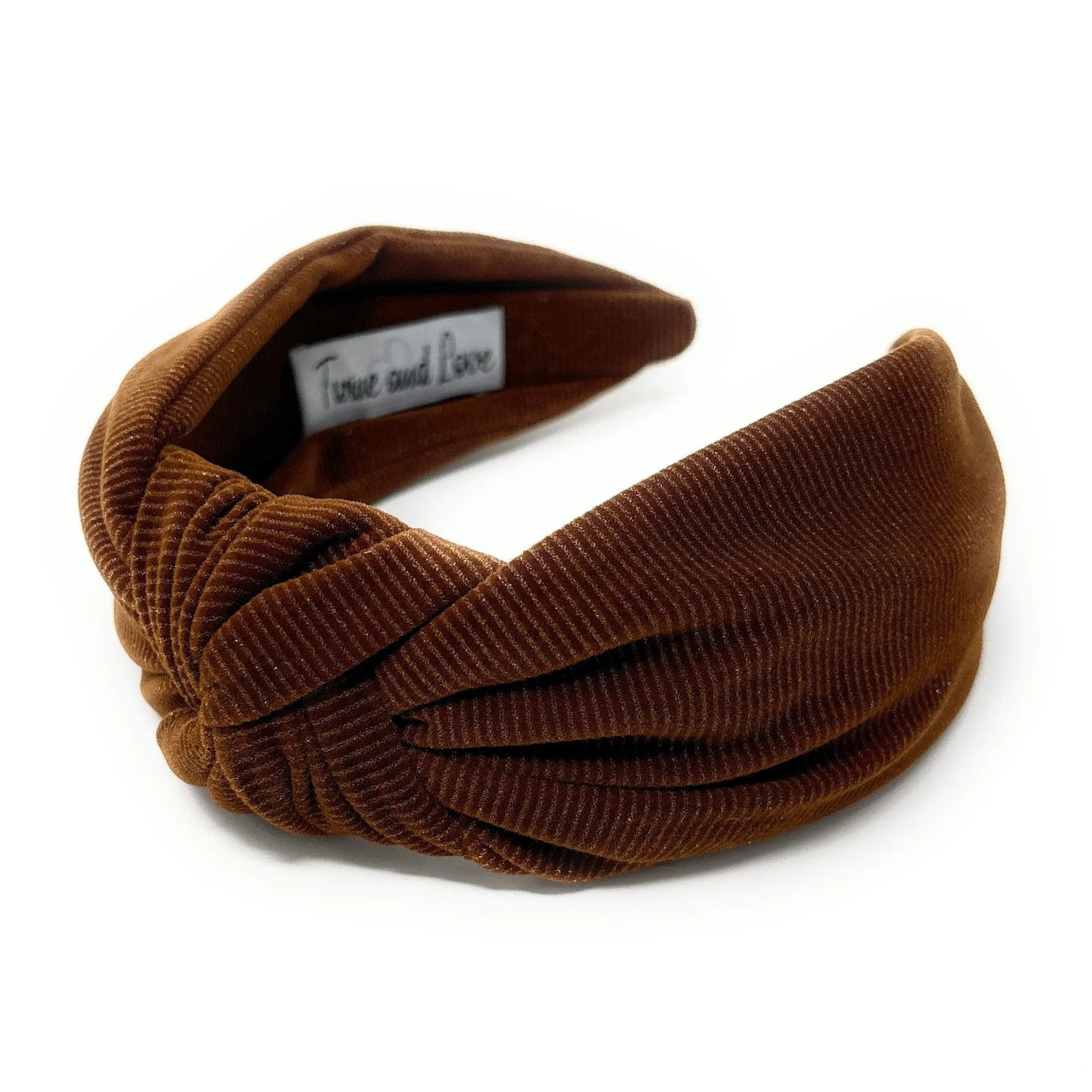 Wide Copper Shimmer Corduroy Knot Headband