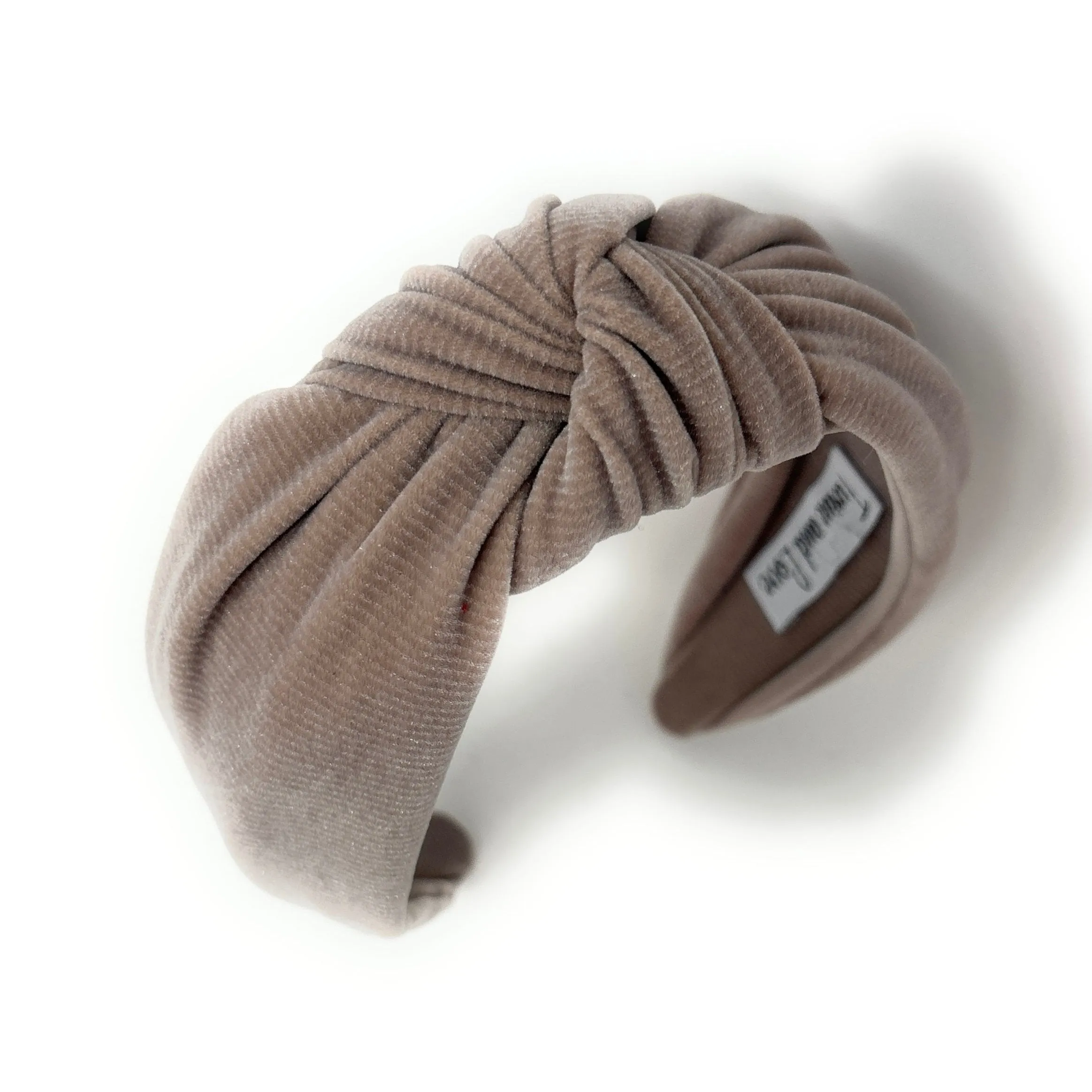 Wide Warm Gray Shimmer Corduroy Knot Headband