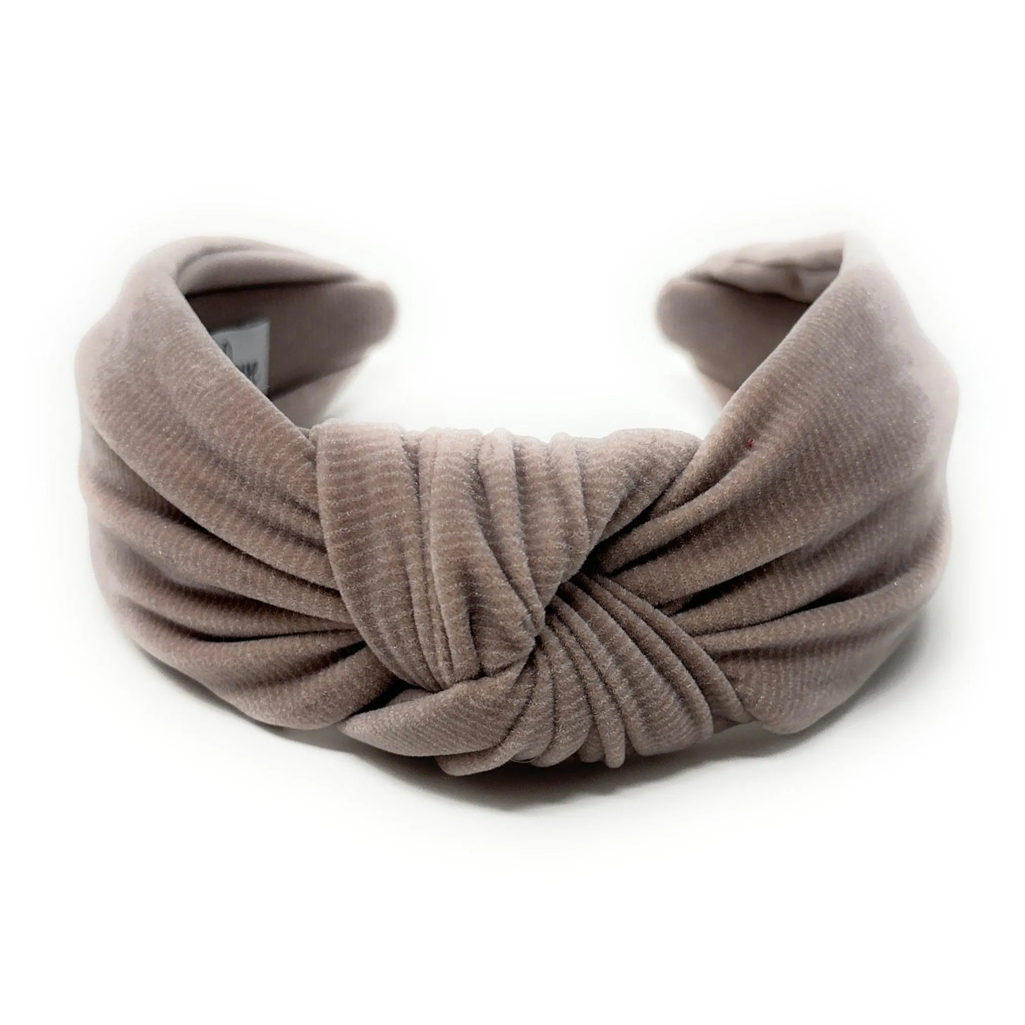 Wide Warm Gray Shimmer Corduroy Knot Headband