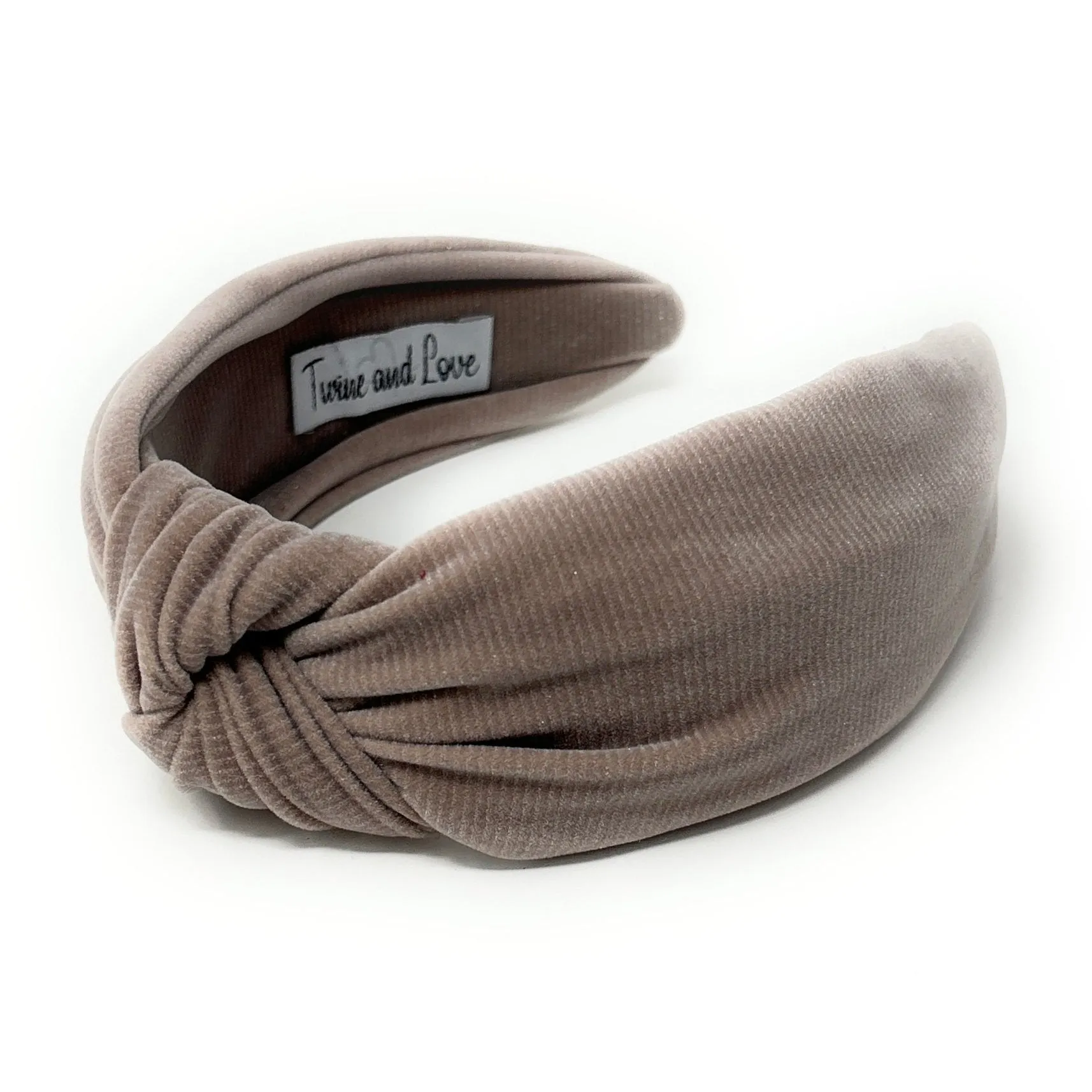 Wide Warm Gray Shimmer Corduroy Knot Headband