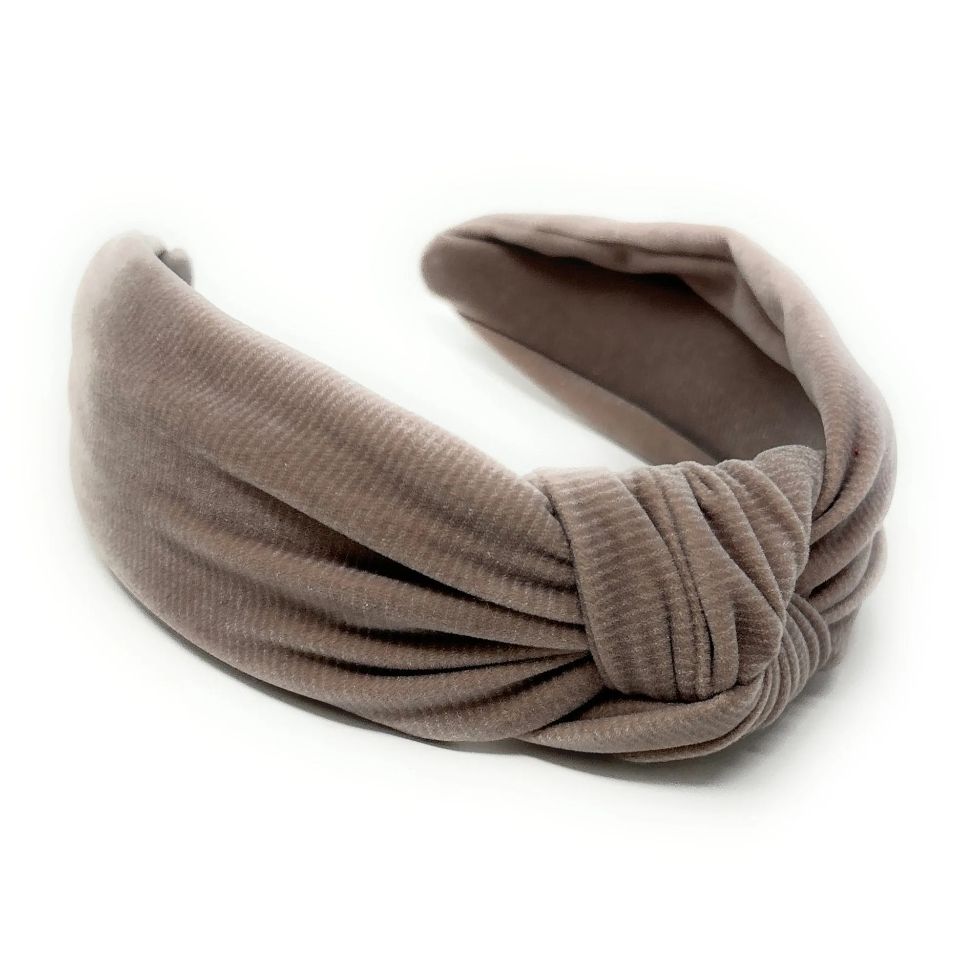 Wide Warm Gray Shimmer Corduroy Knot Headband