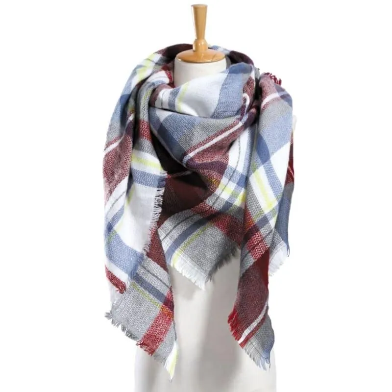 Women Plaid Scarf Designer Triangle Cashmere Shawls Scarf