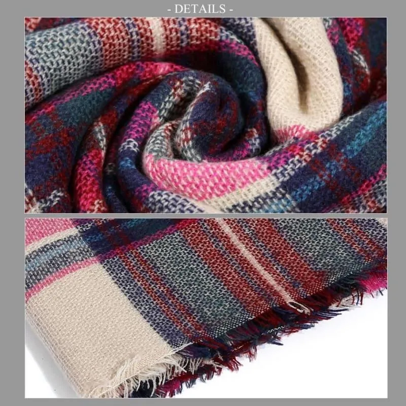 Women Plaid Scarf Designer Triangle Cashmere Shawls Scarf