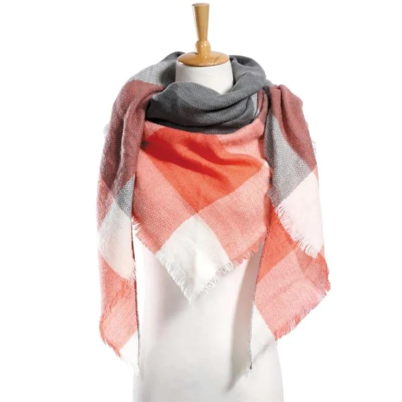 Women Plaid Scarf Designer Triangle Cashmere Shawls Scarf