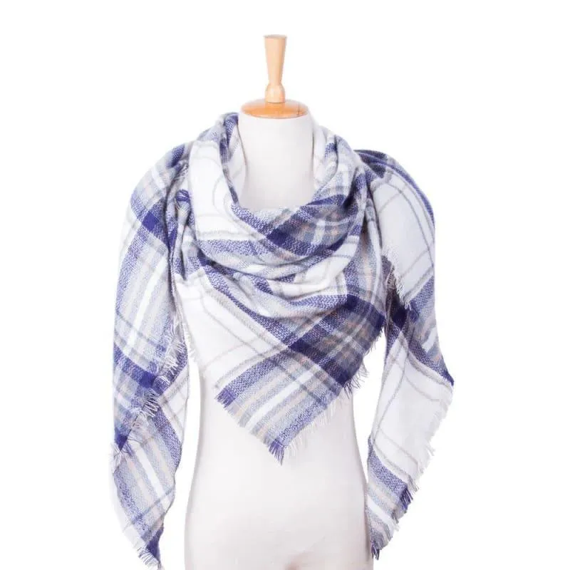 Women Plaid Scarf Designer Triangle Cashmere Shawls Scarf