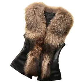 Women’s Imitation Fur Waistcoat – Short Raccoon Fur Vest, Thick Autumn & Winter Coat for Women