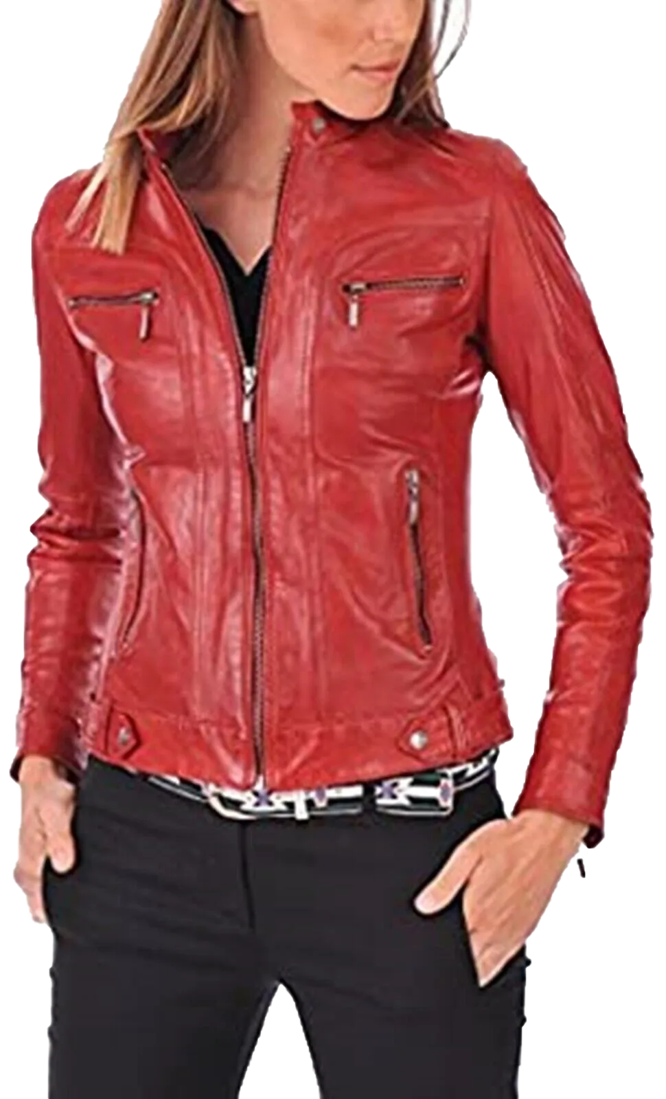 Womens Leather Jackets Motorcycle Bomber Biker Real Leather Jacket | Women Real Leather Jacket