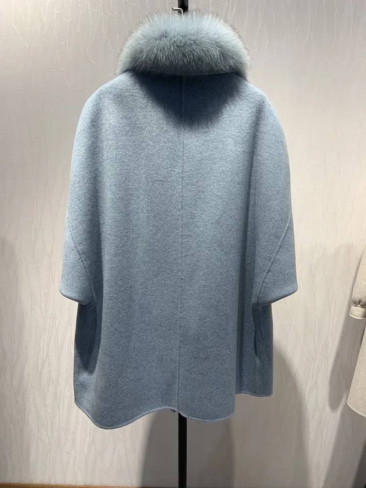 Women's Winter Casual Watm Loose Coat With Fox Fur