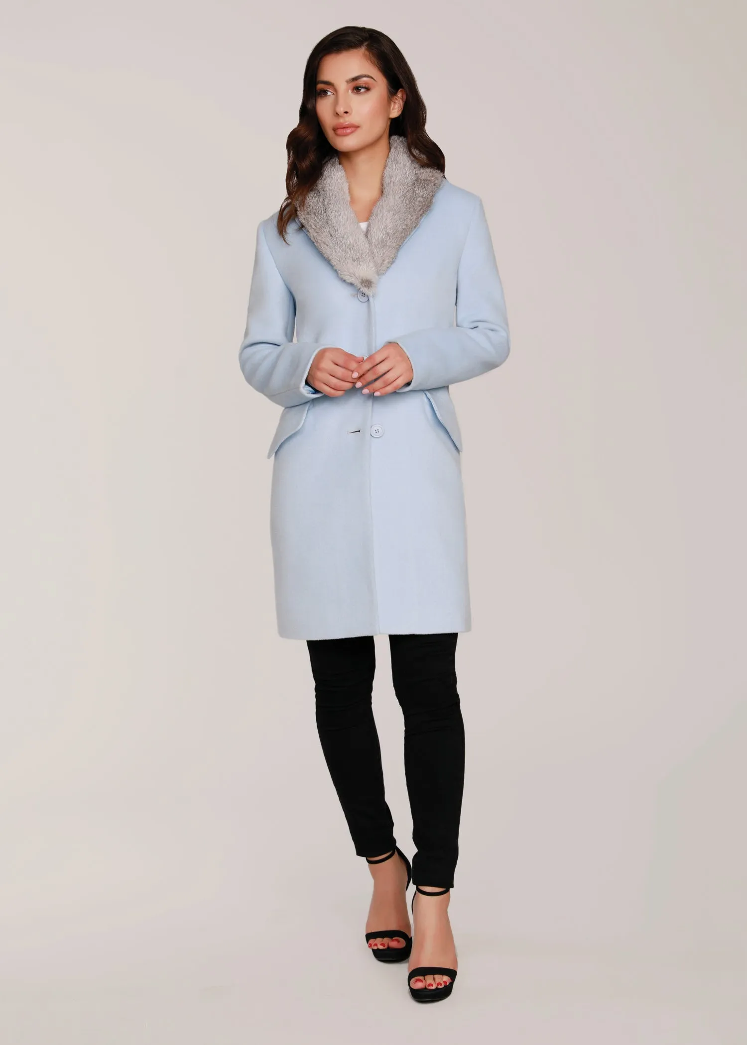 Wool Coat with Fur Collar