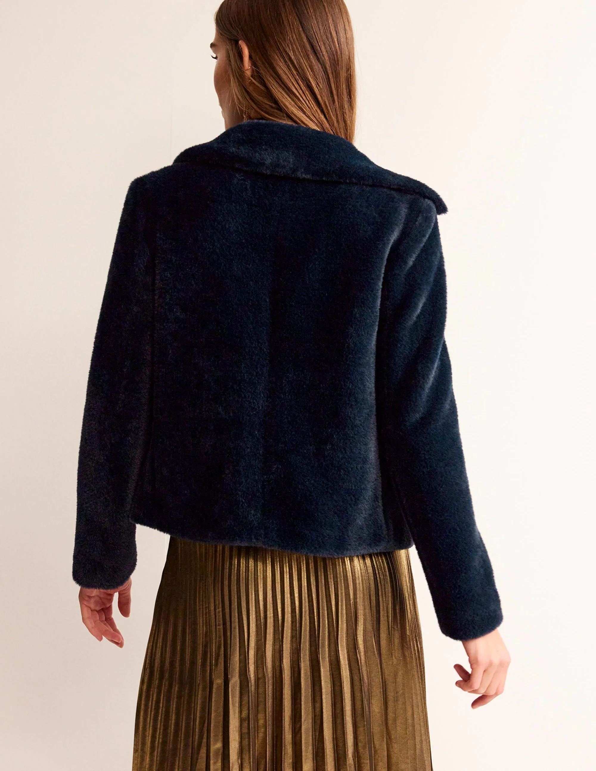 York Faux-Fur Coat-Navy