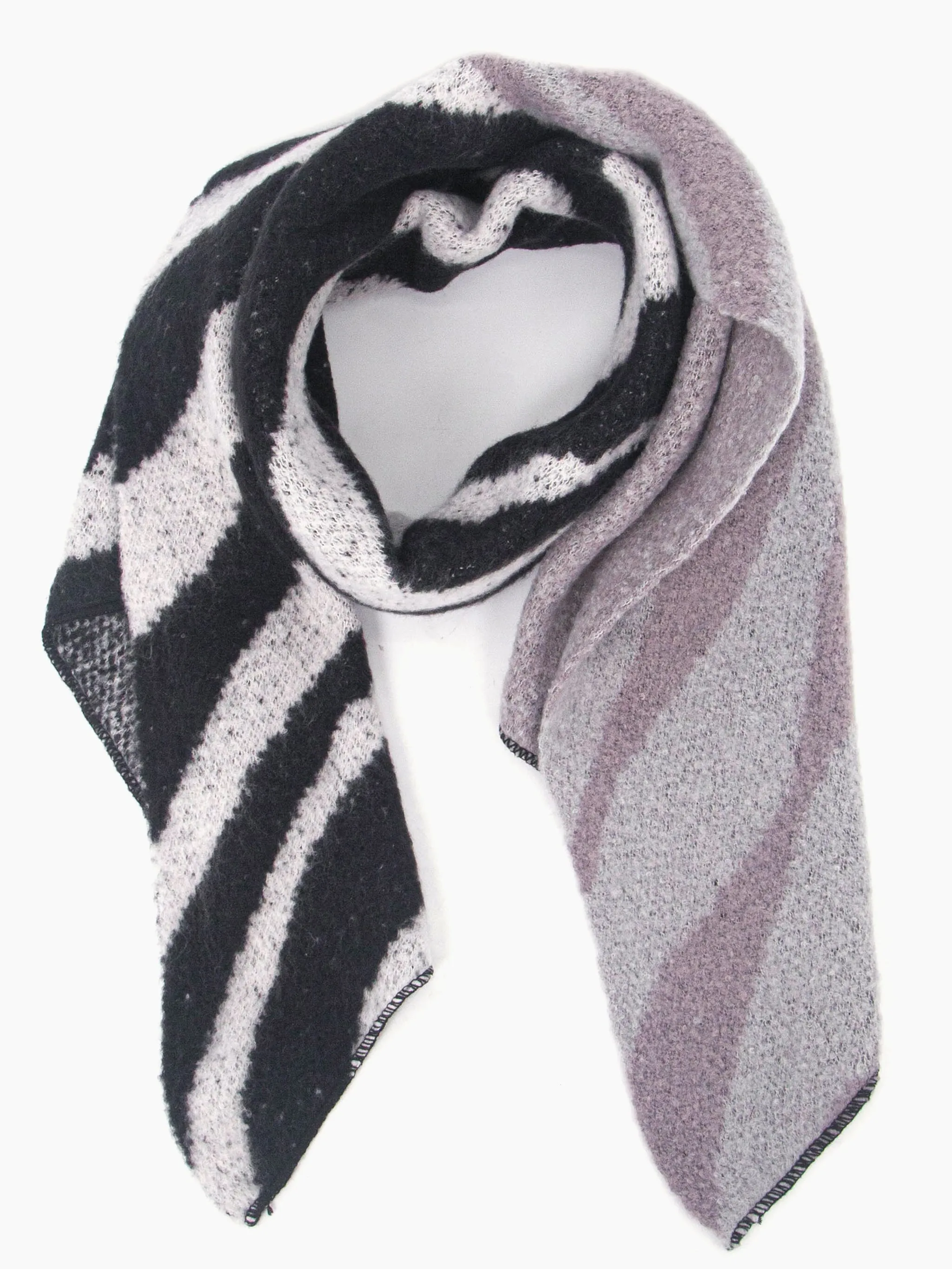 Zia Heavyweight Scarf - Dark Grey, Animal Stripe