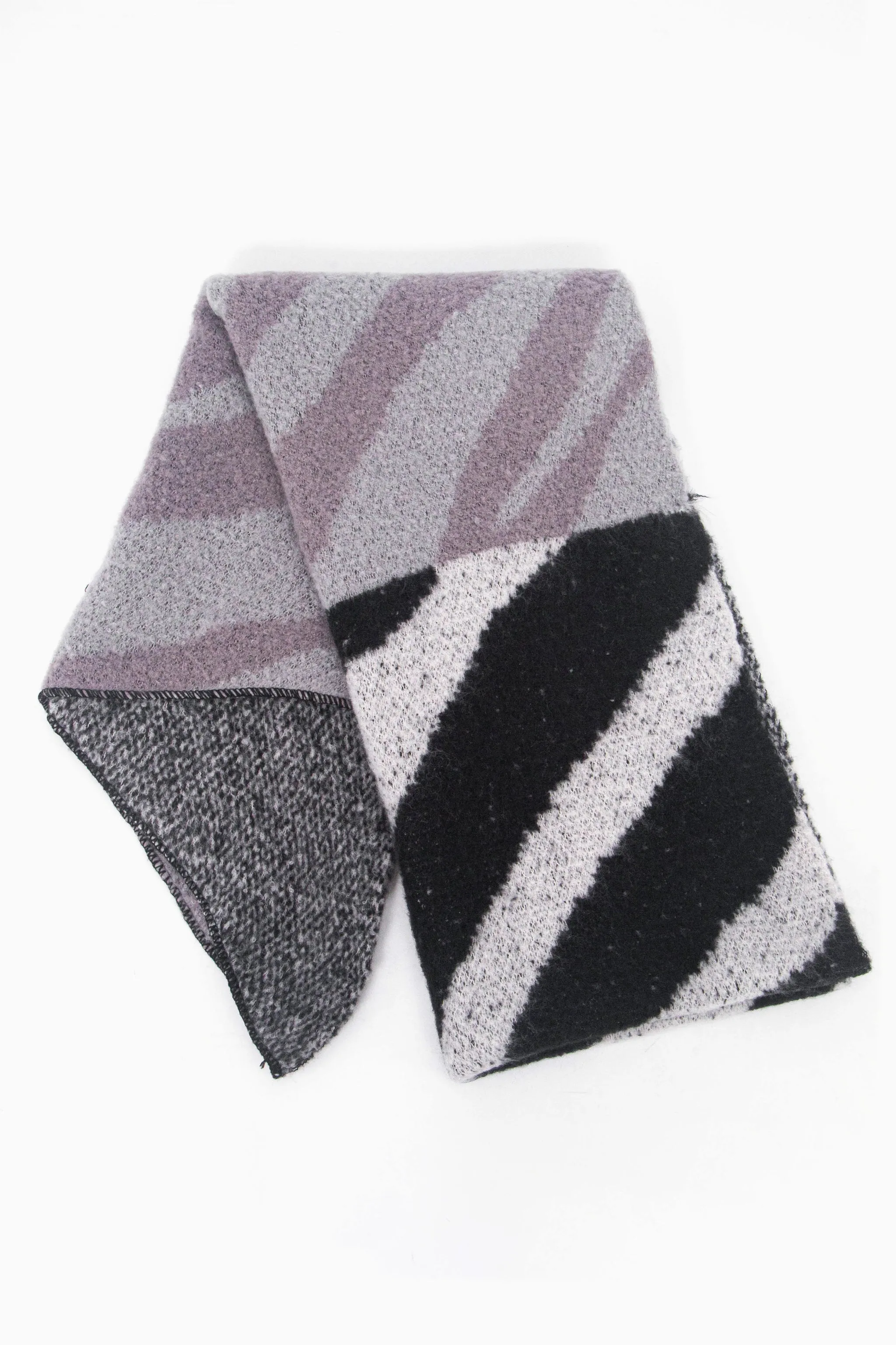 Zia Heavyweight Scarf - Dark Grey, Animal Stripe