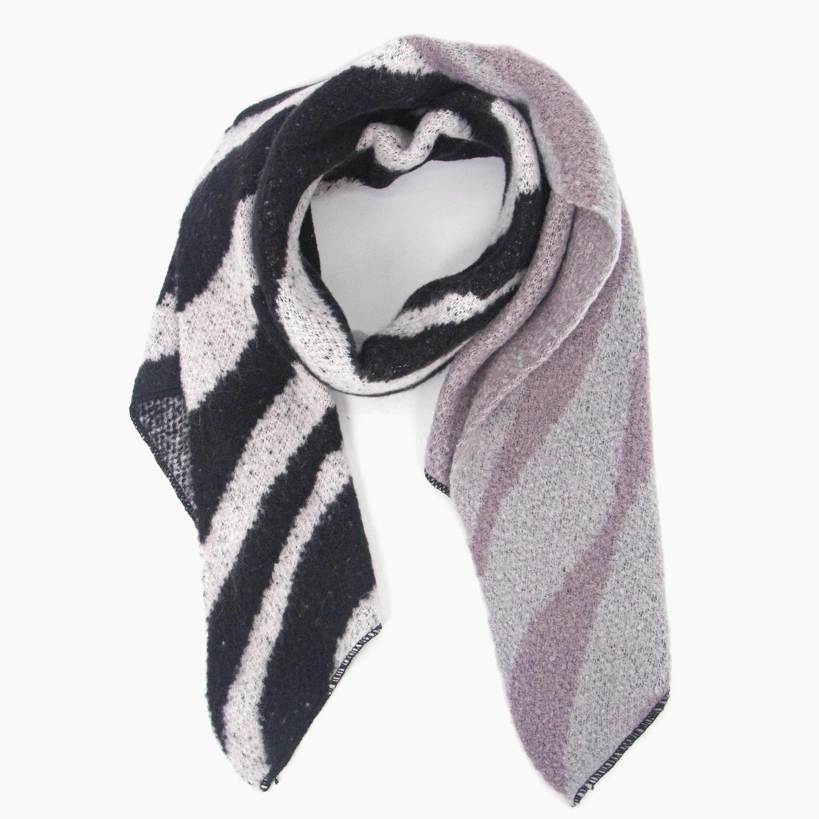 Zia Heavyweight Scarf - Dark Grey, Animal Stripe