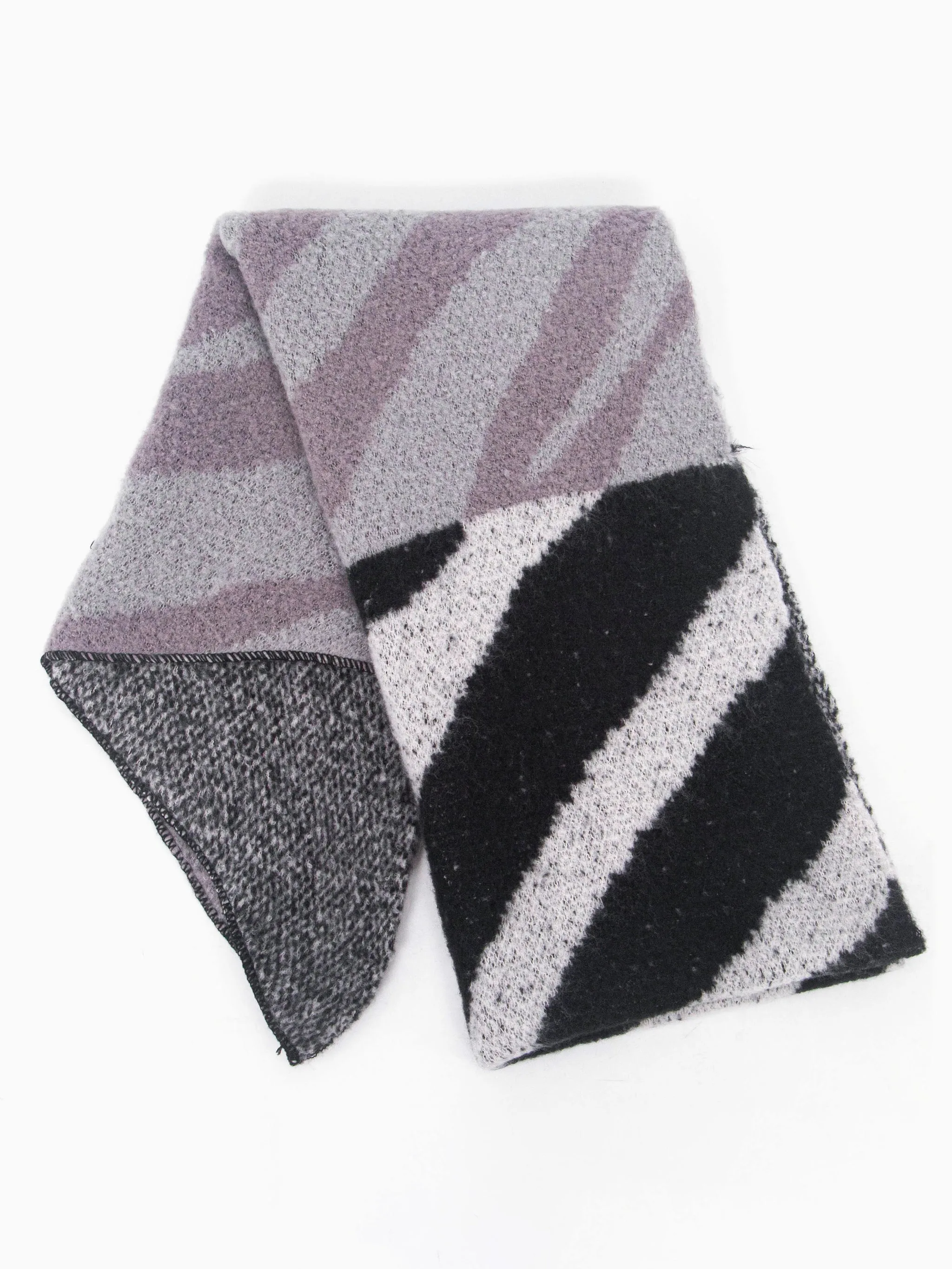 Zia Heavyweight Scarf - Dark Grey, Animal Stripe