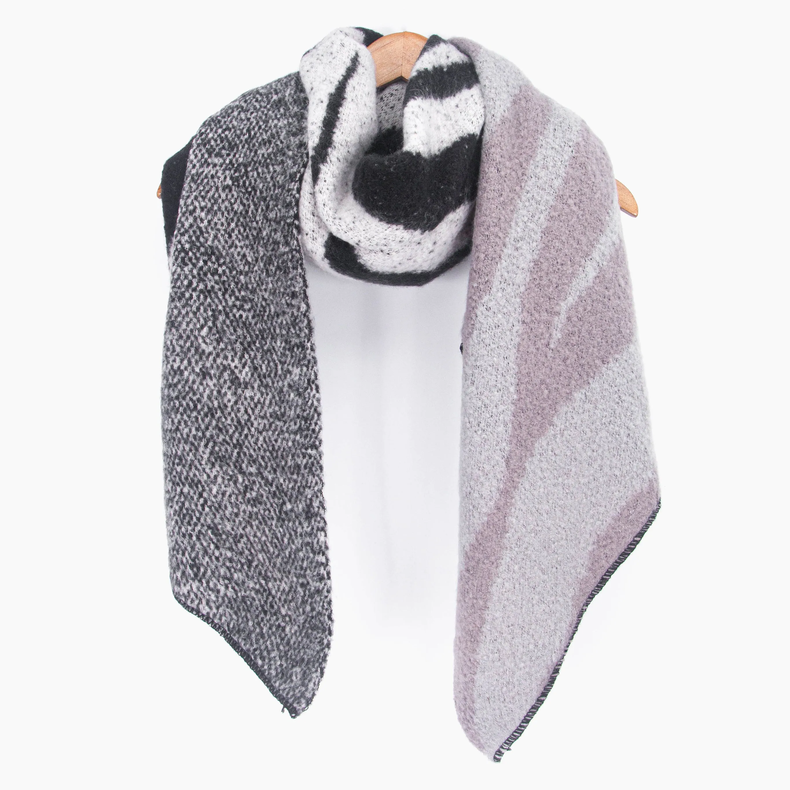 Zia Heavyweight Scarf - Dark Grey, Animal Stripe