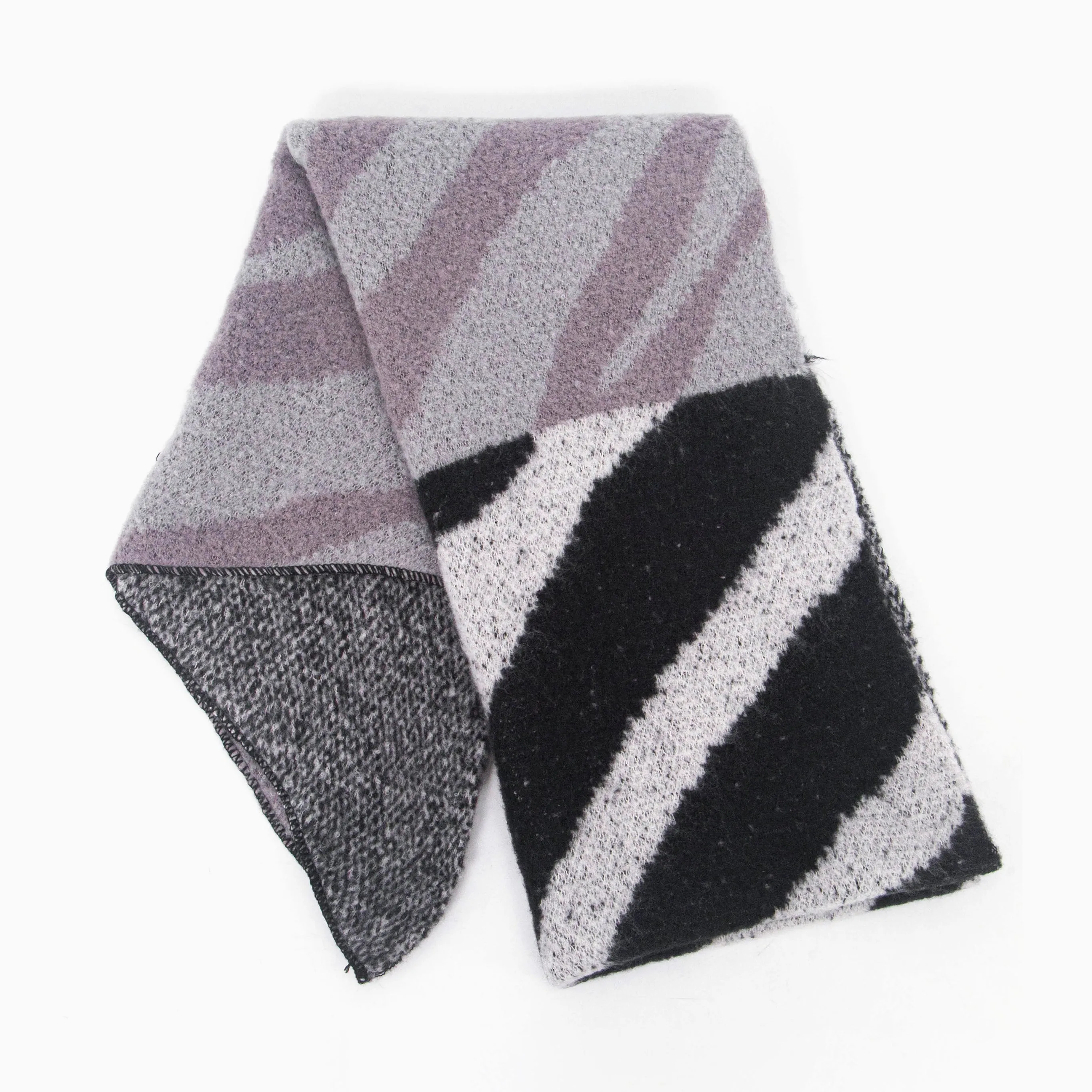 Zia Heavyweight Scarf - Dark Grey, Animal Stripe