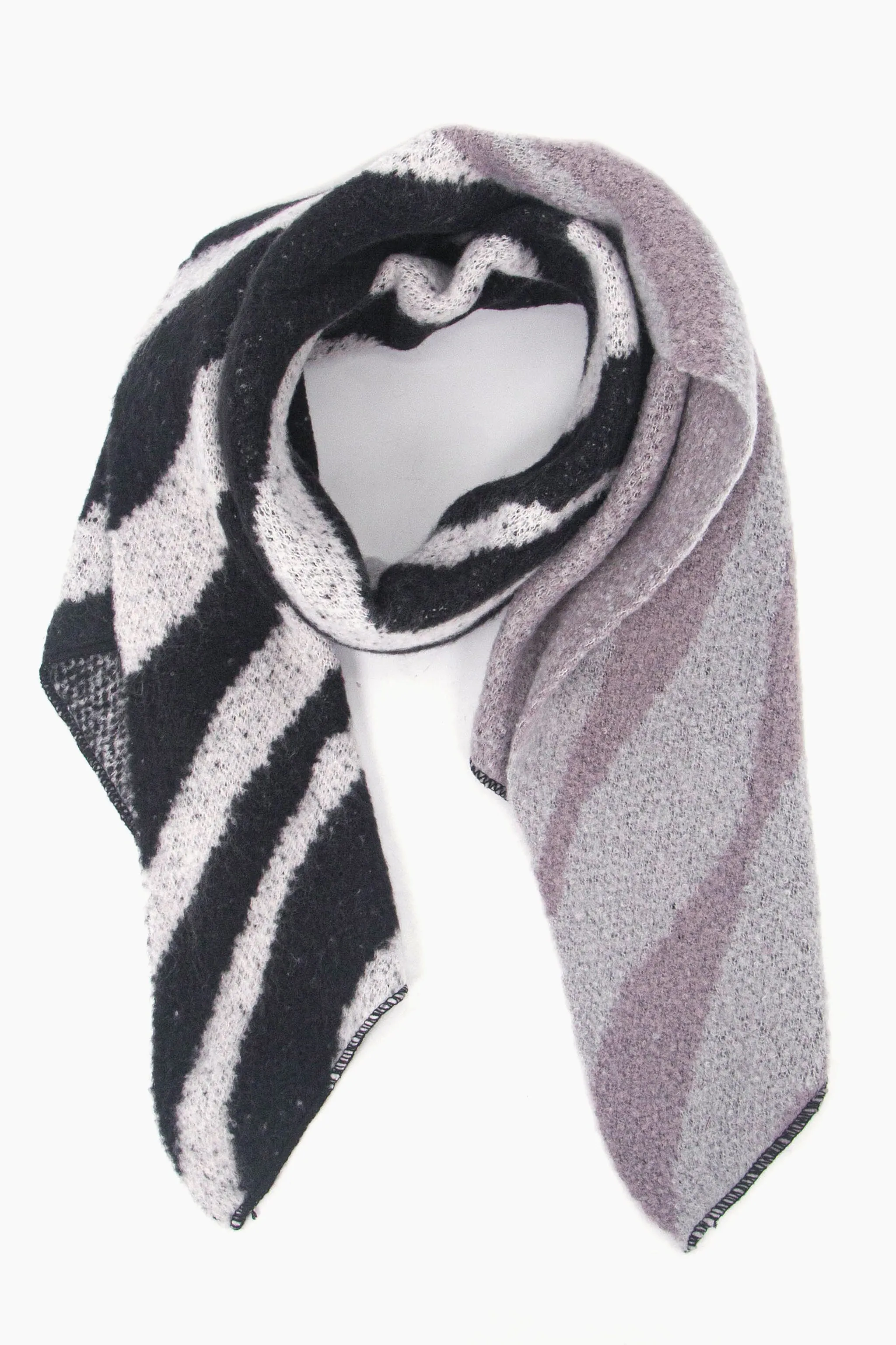 Zia Heavyweight Scarf - Dark Grey, Animal Stripe