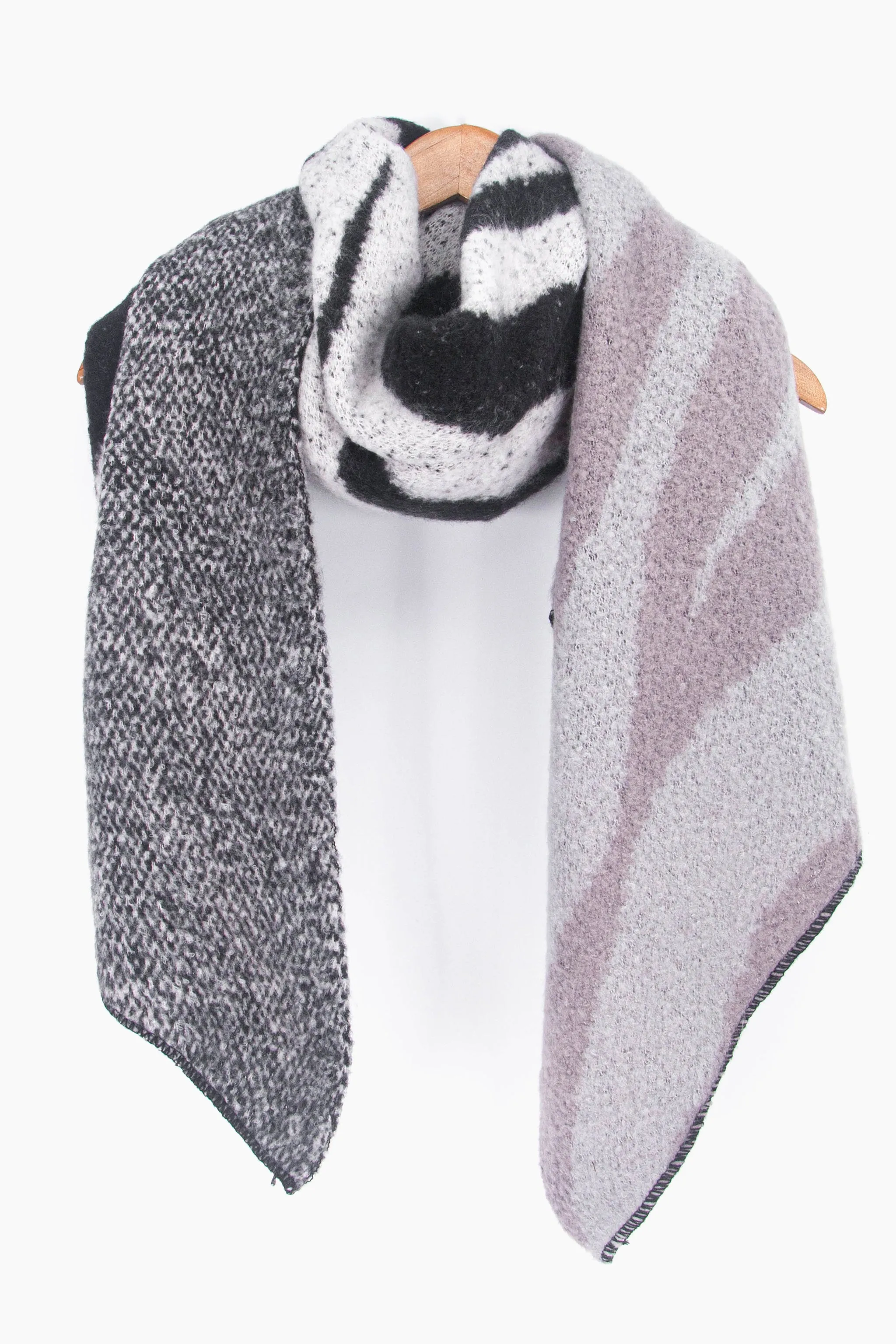 Zia Heavyweight Scarf - Dark Grey, Animal Stripe